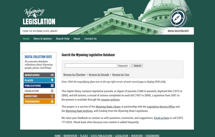 Wyoming Legislative Database